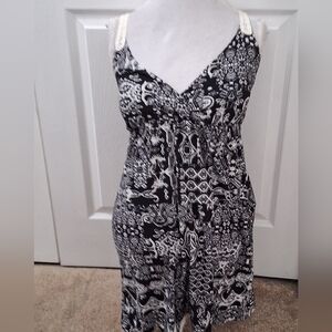 Planet Gold Black & White  Patterned Sun Dress  Size  M